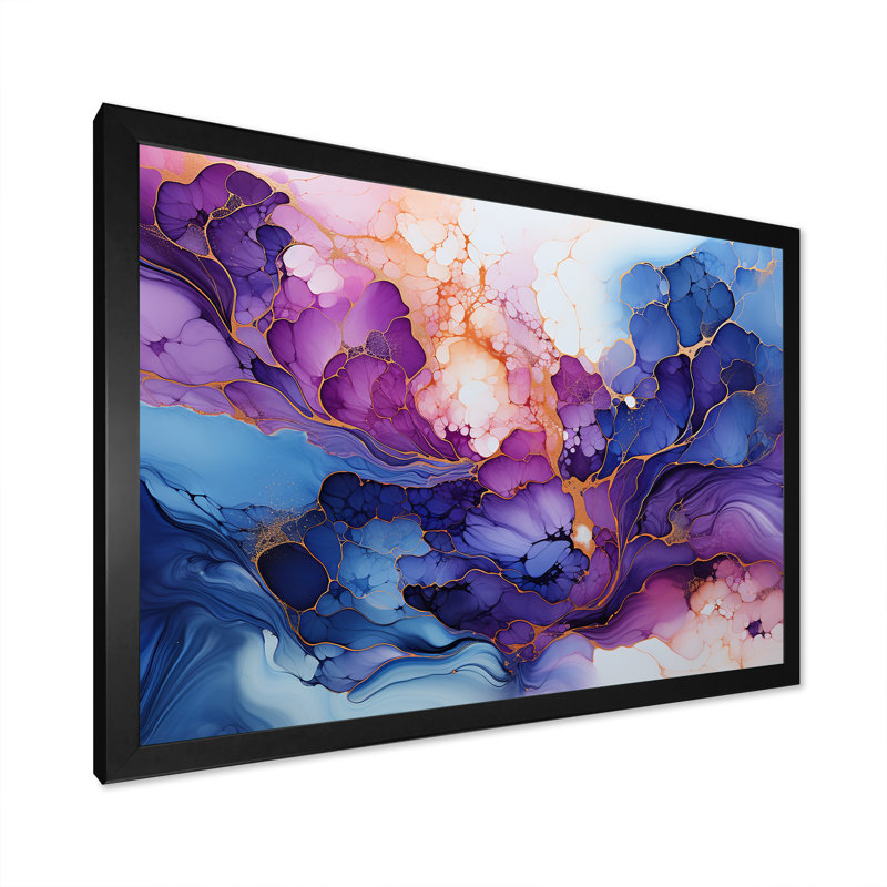 «Rose et bleu Alco», impression sur toile, Cadre simple noir, H 16 po x l 32 po x P 1 po