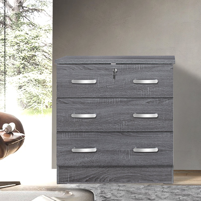 Commode 3 tiroirs, gris