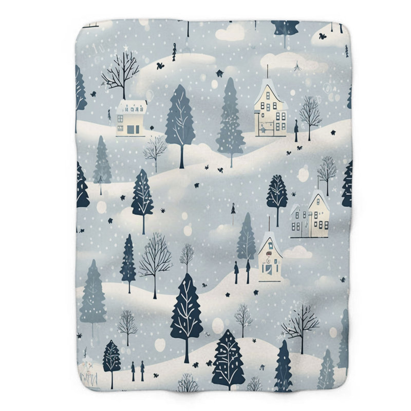 Couverture en sherpa de qualité supérieure Frost Xmas 1 pièce, Lit simple