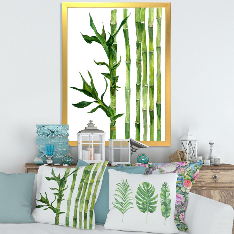 Bamboo Branches in the Forest III - Photographie de cadre photo sur toile, H 32 po x l 24 po x P 1 po, Encadrement doré