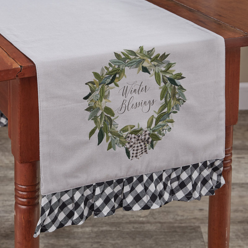 Winter Blessings Table Runner - Gray, 72" L x 15" W