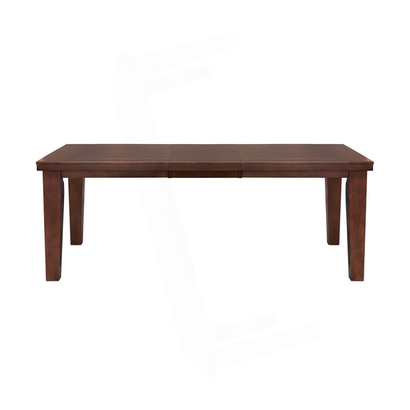 Table de salle à manger rectangulaire 1 pièce en chêne foncé avec rallonge de rangement en bois
