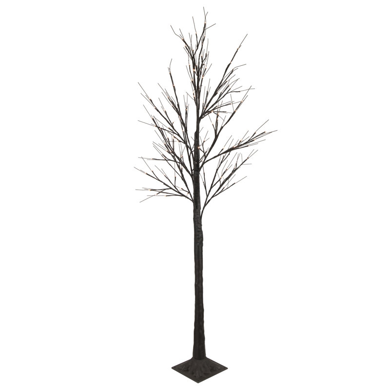 Arbre de Noël noir 6 pi avec lumières DEL blanc chaud