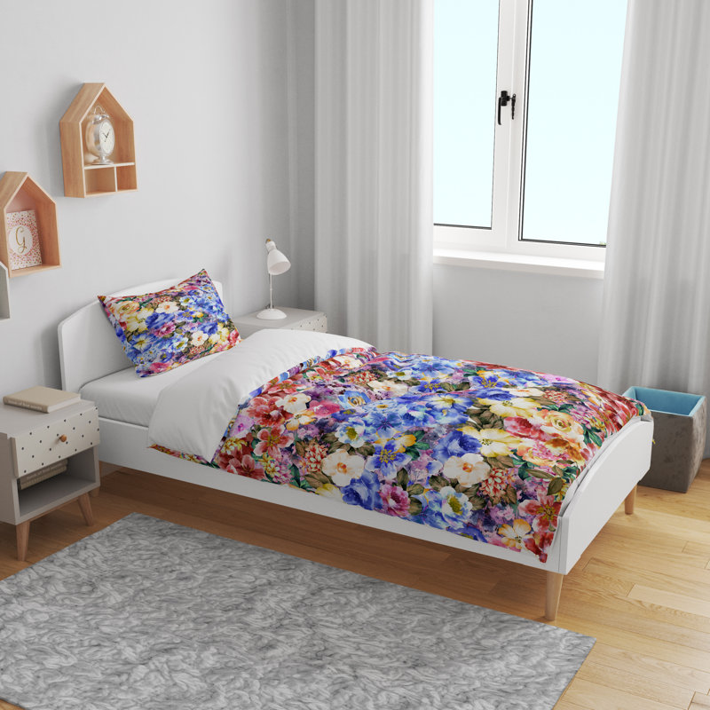 Floral Duvet Cover, Queen Duvet Cover + 2 Queen Shams