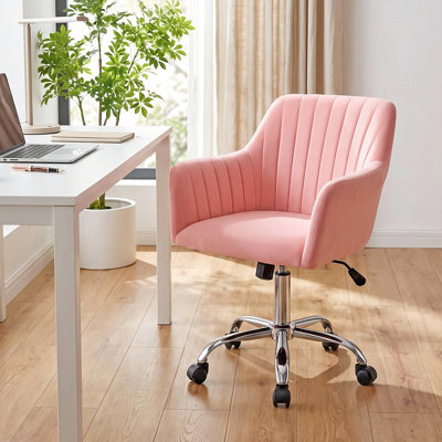 Velvet 360° Swivel Ergonomic Desk Chair with Armrests & High-Density Cushion, Height Adjustable Accent Chair with Tilt Lock for Home Office & Bedroom