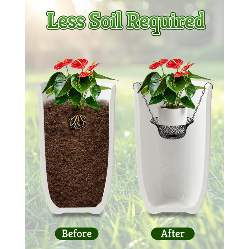 2 Pack Adjustable Height Planter Insert for Tall Pots