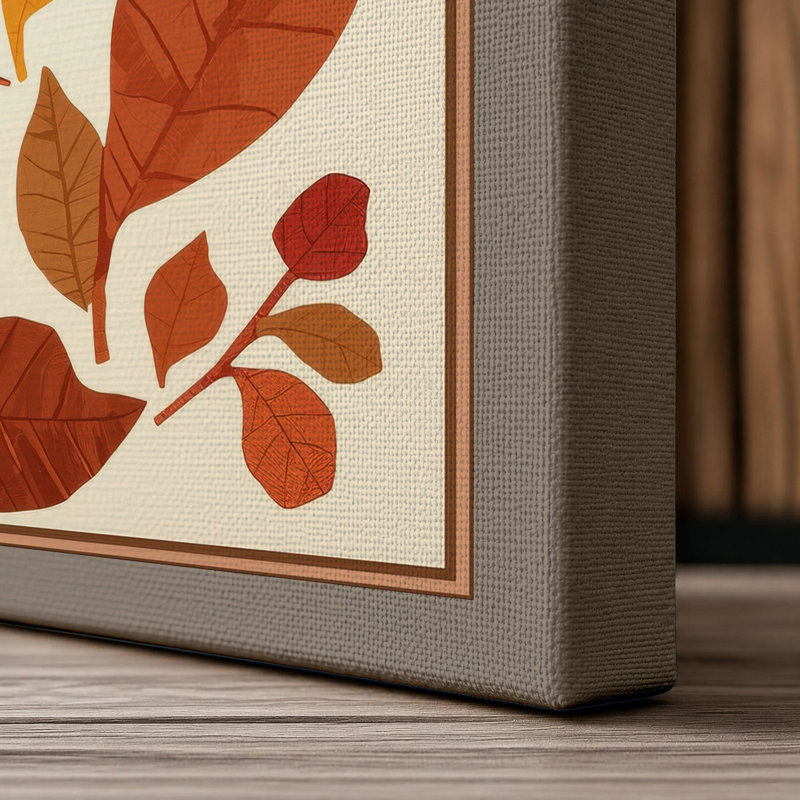 Scattered Autumn Leaves Botanical - Wrapped Canvas, 24x16 - 61.0 x 40.6 cm, Taupe Border