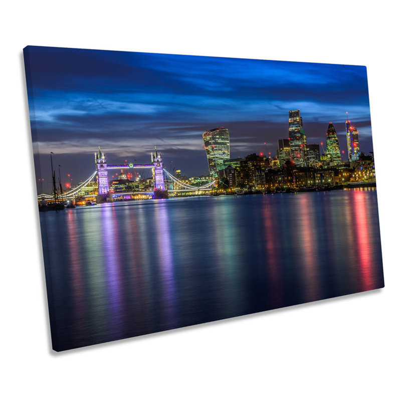London Skyline City River Thames - Wrapped Canvas Print, 50.8cm H x 76.2cm W x 2cm D