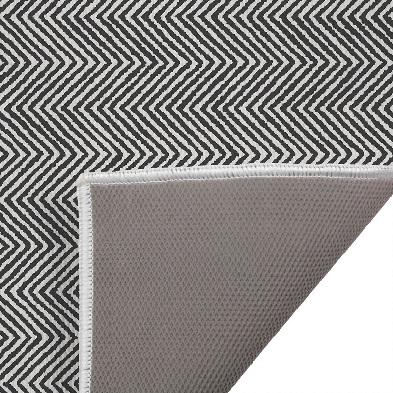 Paillasson Chevron Groove, Ivory/Charcoal, 17" W x 24" L
