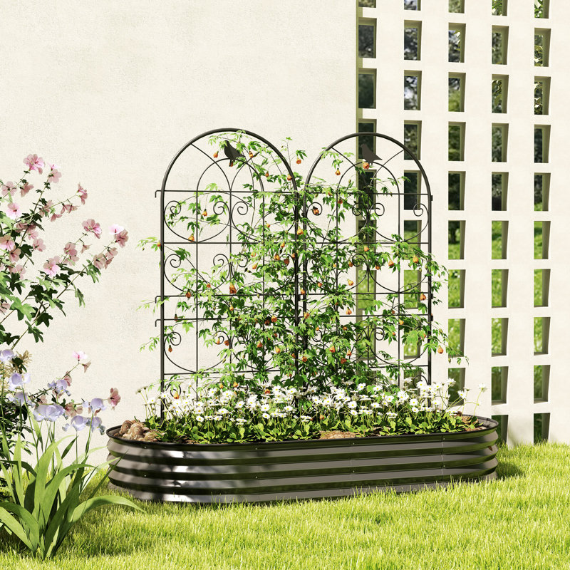 Ensemble de 2 treillis de jardin en métal, panneaux de treillis décoratifs, noir, H 47,2 po x l 19,7 po x P 19,7 po