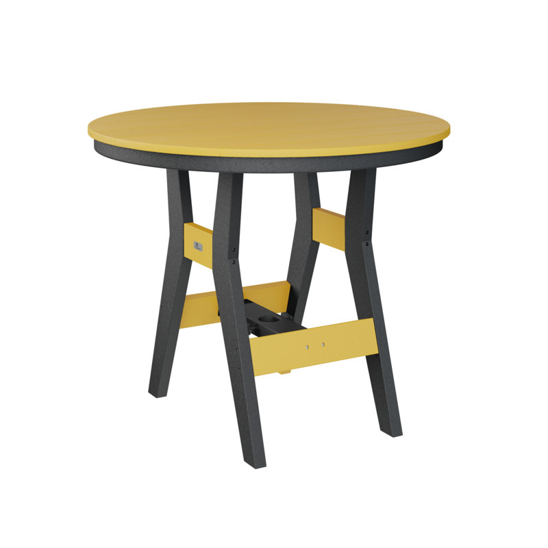 Harbor Outdoor Round Bar Table, Sunburst Yellow, Black