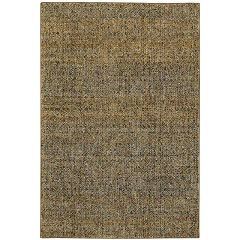 Tapis géométrique vert / or Bobby, Rectangle 5 pi 3 po x 7 pi 3 po