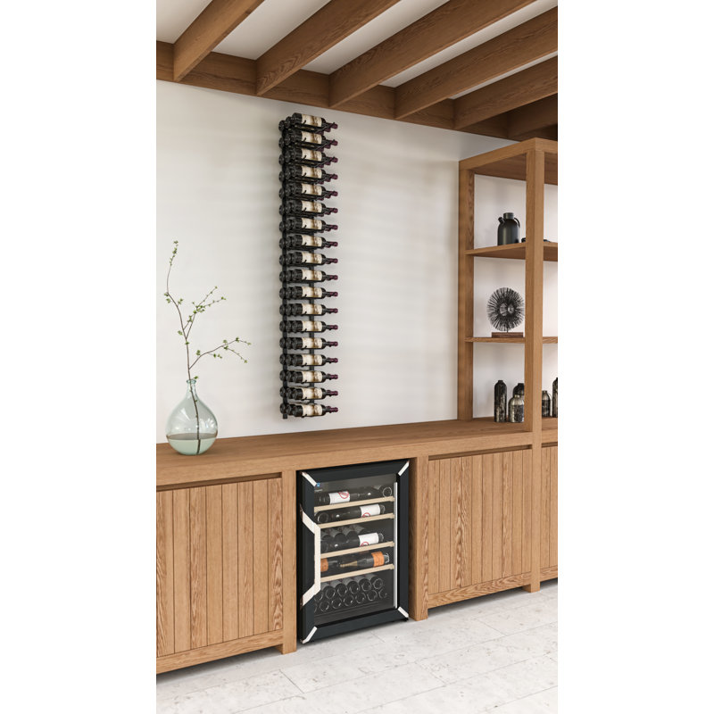 Indurial 54-Bottle Wall-Mounted Metal Wine Rack Kit in Matte Black – 72" Tall Modular Label-Forward Display, Matte Black