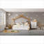 Lit plateforme classique blanc de style maison ludique, lit double avec lit gigogne escamotable et bibliothèque intégrée, bois massif