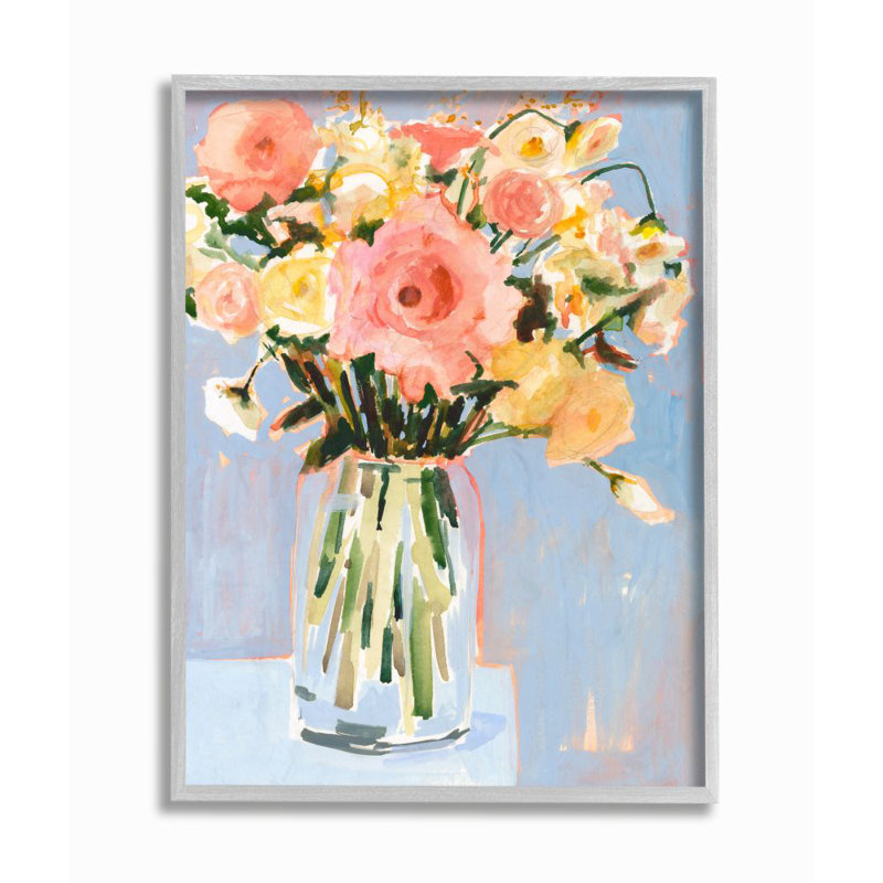 Fleurs de printemps pastel chic bouquet de fleurs par Victoria Borges-impression d’art graphique sur bois