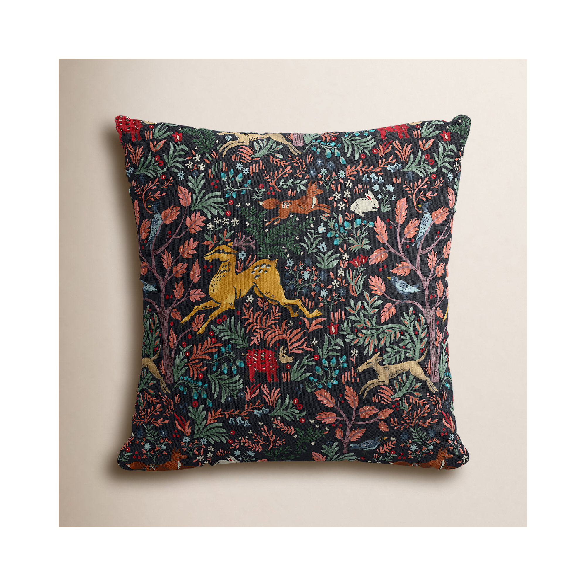 Floral Cotton Pillow Cover, 18" x 18"