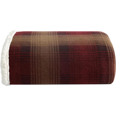Super Soft Reversible Sherpa & Brushed Fleece Bedding Ideal Throw For Couch Plaid Home Design Nordic Raisin