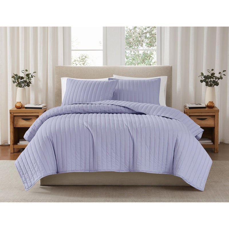 Ensemble de courtepointe standard en coton, Courtepointe pour lit simple + 1 taie décorative , Brun