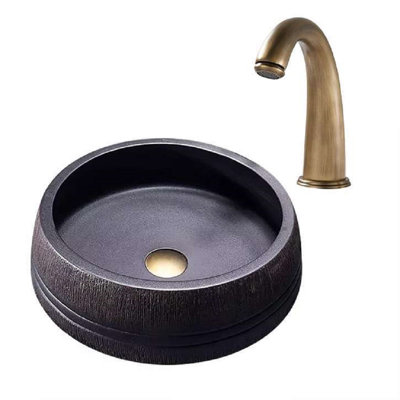 Fontana Vessel Sink and Bronze Touchless Motion Sensor Faucet Set