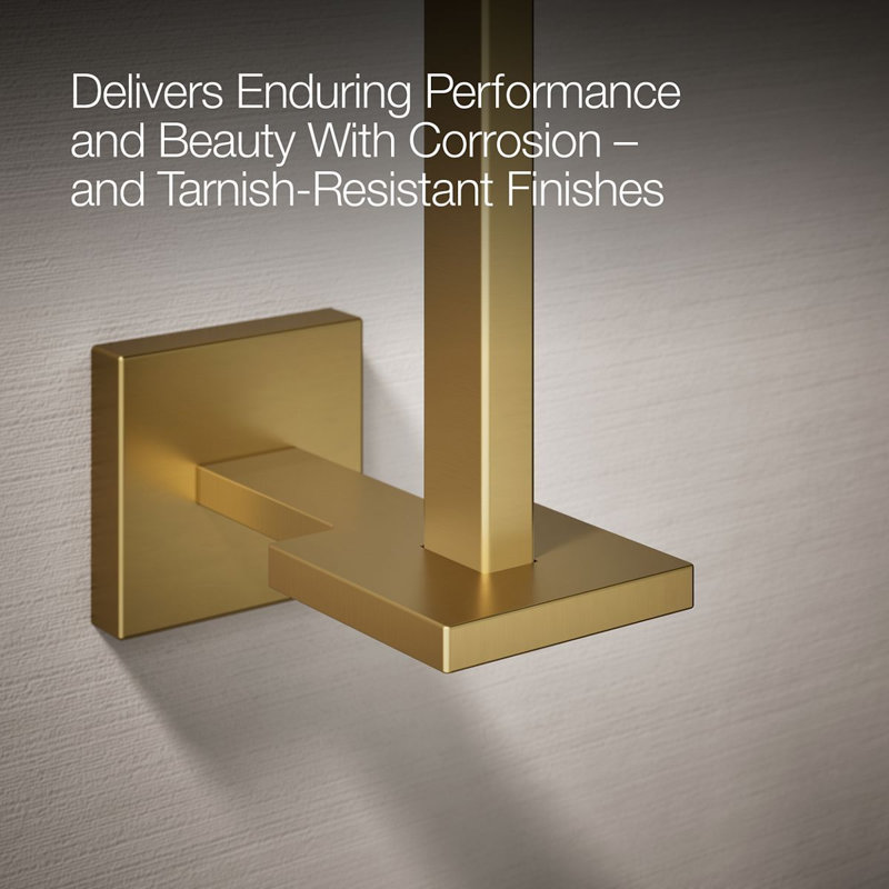 Square Vertical Toilet Tissue Holder, Vibrant Brushed Moderne Brass
