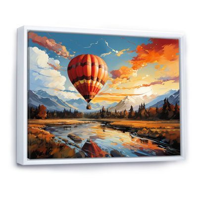 «Orange Hot Air Ballon Bold Landscape II», reproduction d'art sur toile