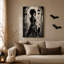 «Gothic Woman in Vines with Black Cat», art mural sur toile-1868207932