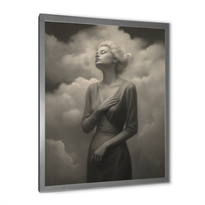 Noir sur blanc, silhouettes surréelles: sur toile, H 20 po x l 12 po x P 1 po, Cadre simple argenté