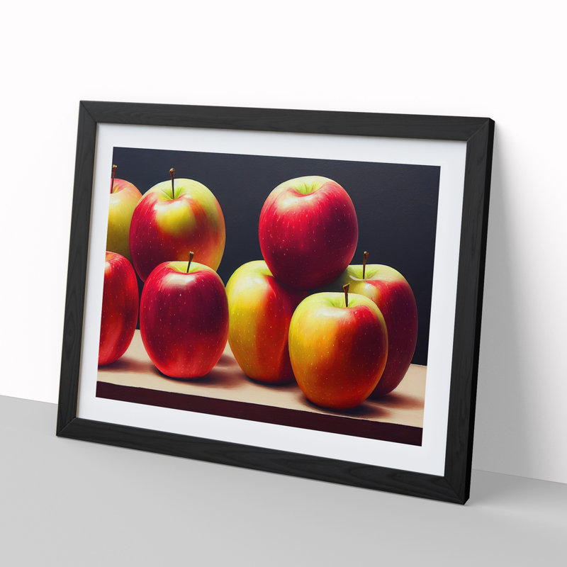 Selection Of Apples Vol.1 - Single Picture Frame Painting, 46cm H x 64cm W x 2cm D, Black 