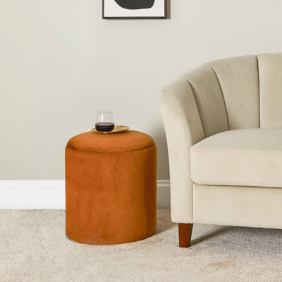 Kellswater 41cm Wide Round Solid Colour Storage Ottoman with Storage