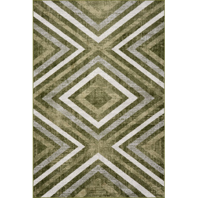  Akari SpinClean Transitional Diamond Machine Washable Area Rug