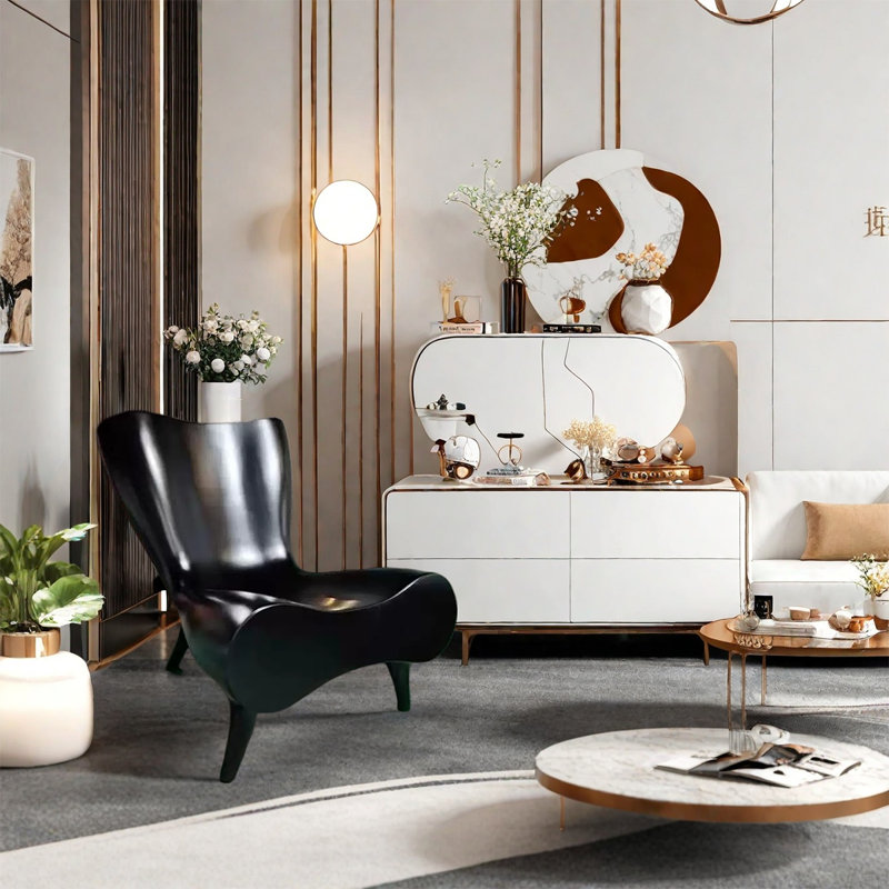 Chaise de loisir en fibre de verre noire de forme spéciale