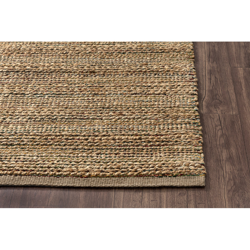 Modern Farmhouse Handmade Natural Fiber Jute Indoor Area Rug with Cotton Backing, Runner 2'6" x 7'9", Tan/Multicolor