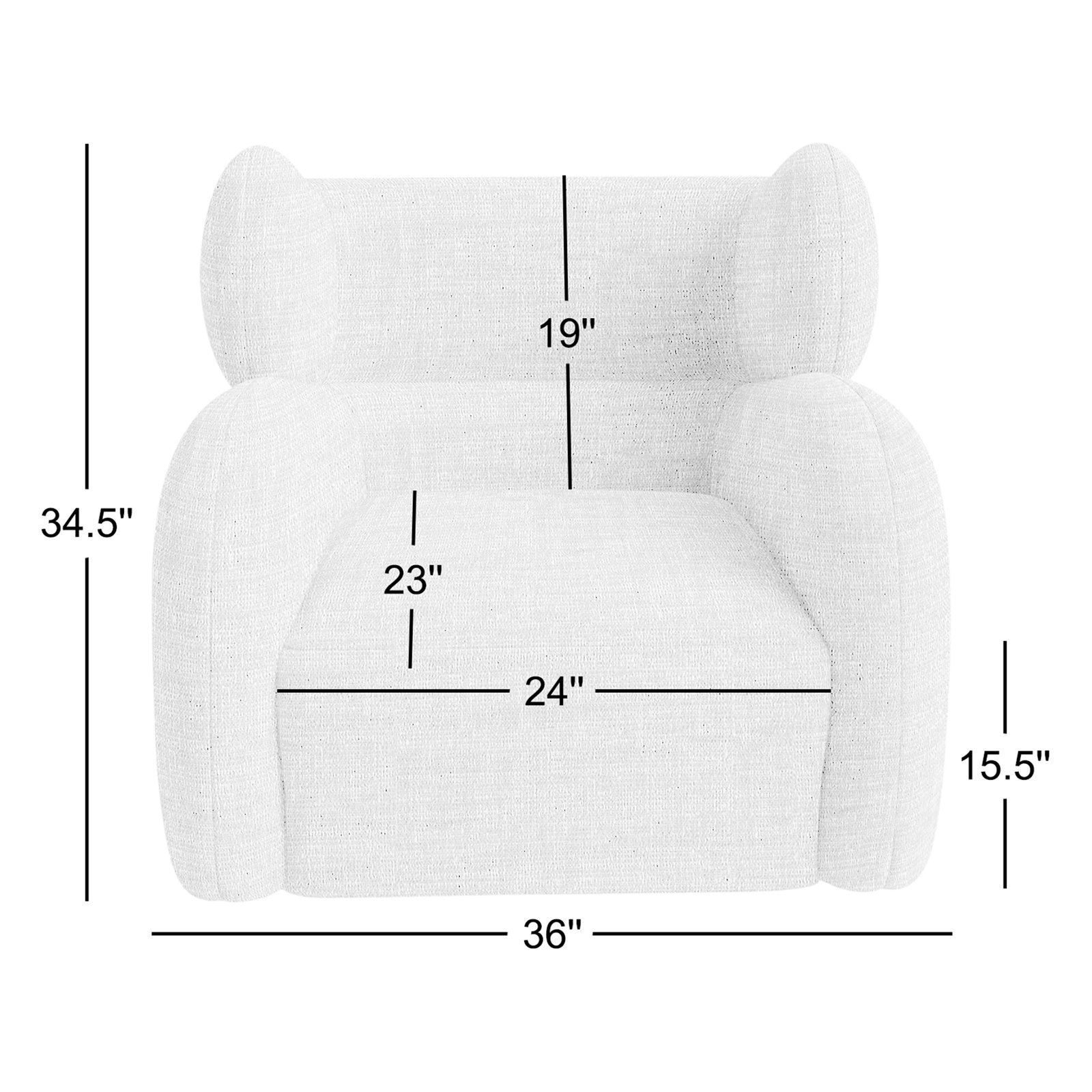 Pablo 36" W Swivel Armchair, Cream Boucle 1146-002