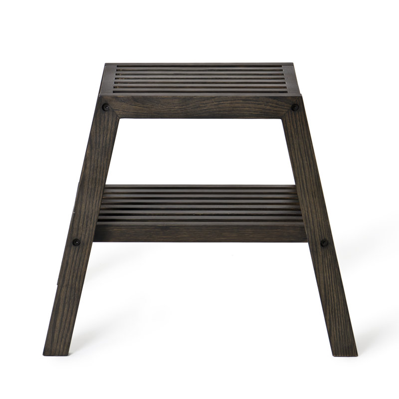 Belinda Solid Wood Accent Stool, Dark Oak