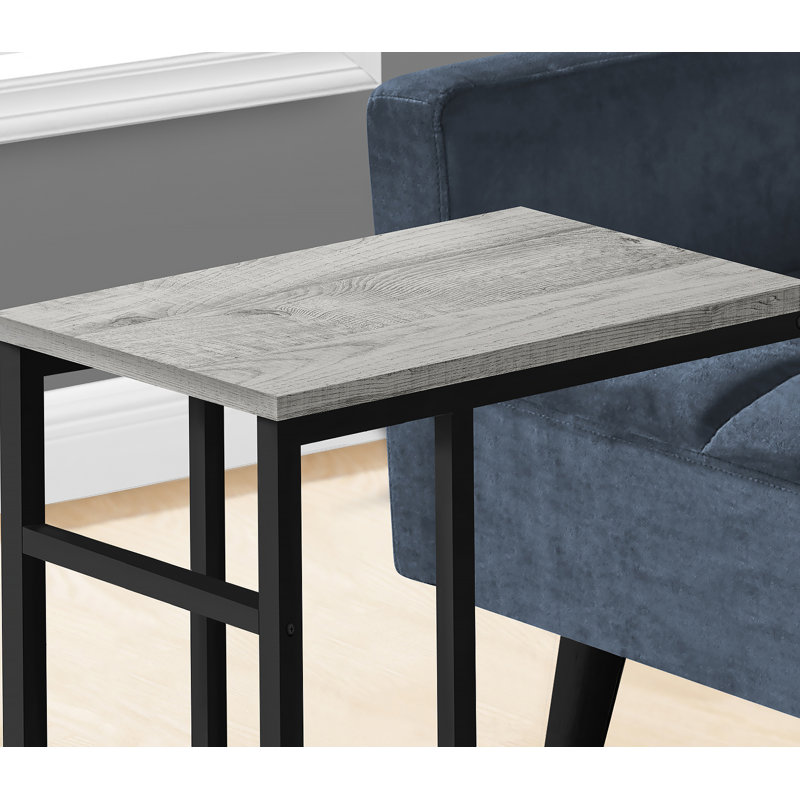 Table d'appoint, en forme de C, bout, côté, collation, stratifié gris, métal noir, contemporain, moderne, Grey