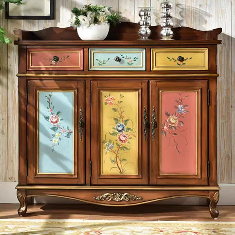 American Vintage Shoe Cabinet Side Cabinet Storage 18 Pair Shoe Storage Cabinet