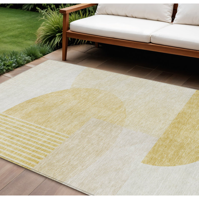Tapis intérieur / extérieur géométrique lavable 10 pi x 14 pi