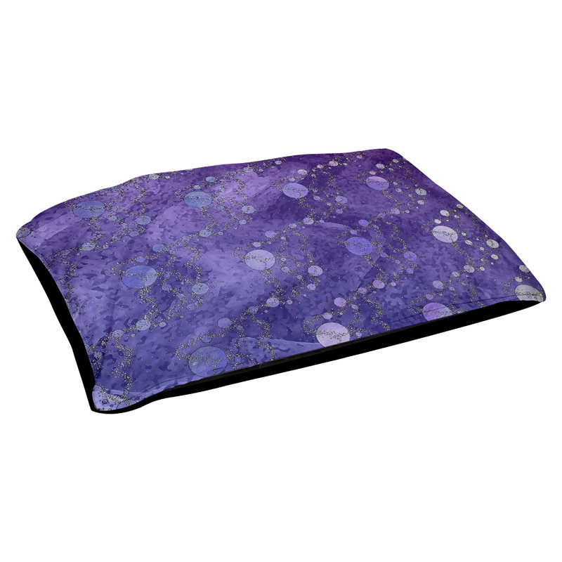 Coussin d'extérieur pour chien Byrge Planets Stars, Grand (l 42,5 po x P 32,5 po x H 14 po), Bleu/mauve
