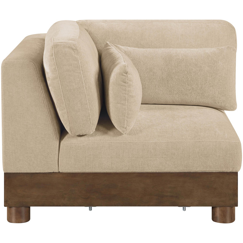 Fauteuil d'angle rembourré Turin, Brun, Tissu chenille beige