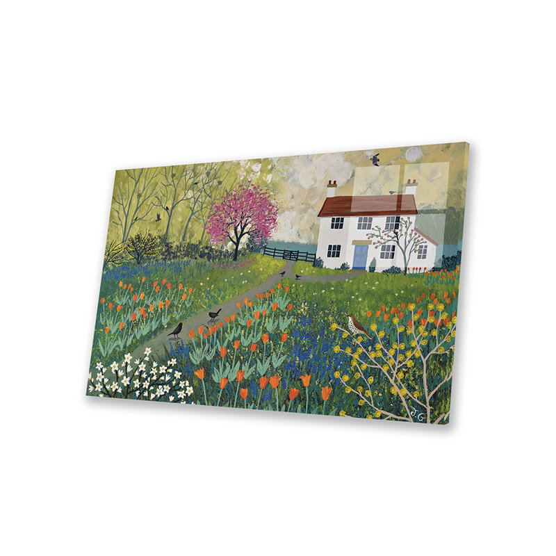 «Spring at Tulip Cottage» par Jo Grundy - impression non encadrée, H 16 po x l 24 po x P 0,25 po