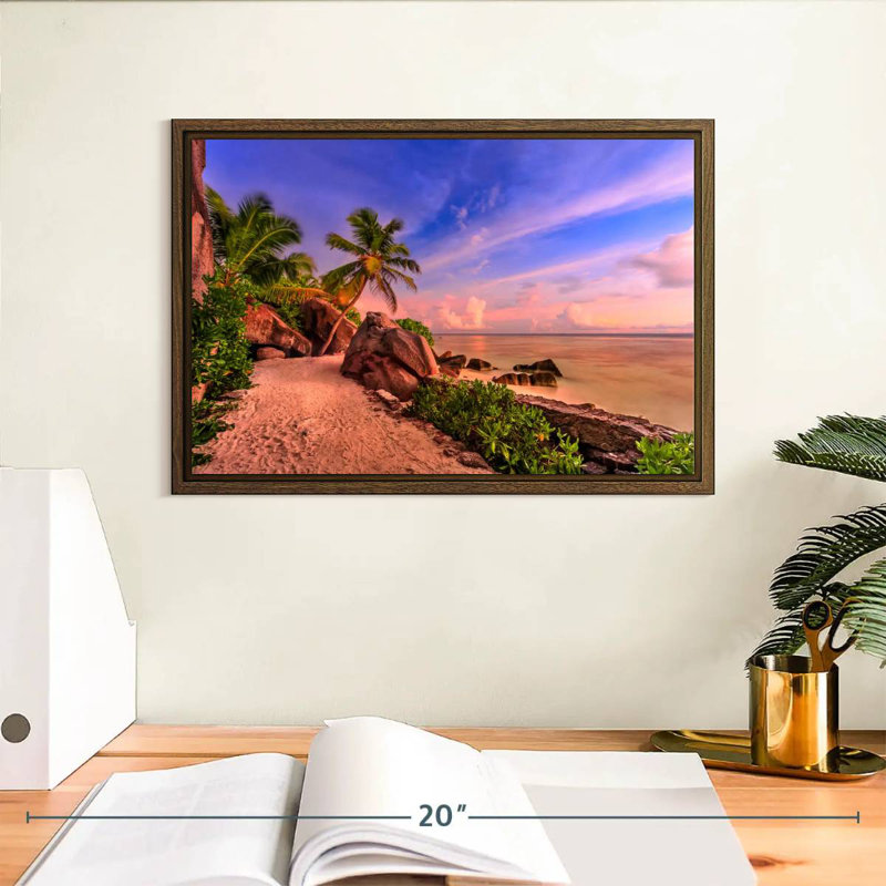 La Digue Sundown, 13 po x 9 po, Cadre flottant noyer