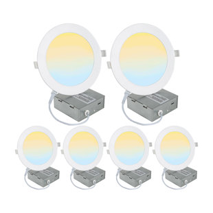 6'' Selectable Color Temperature Dimmable Air-Tight IC Rated LED Canless Recessed Lighting Kit (Set of 6)