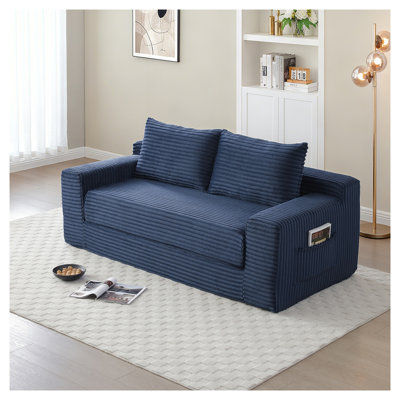 Memory Foam Cloud Loveseat Sofa, 2-in-1 Convertible Folding Couch Bed, Corduroy Floor Lounge for Living Room, Bedroom, or Apartment