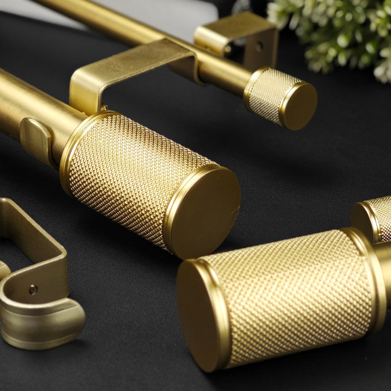  Azura Adjustable Double Gold Drapery Rod With Finials, 72" - 144"