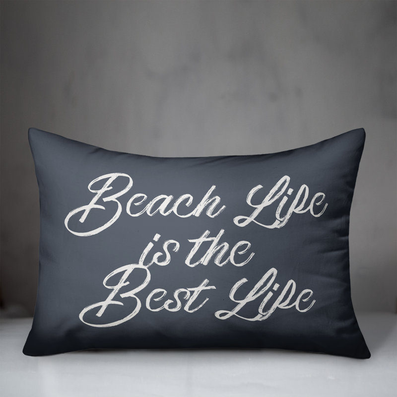 Outdoor Reversible Throw Pillow, 18" H x 25" W, Blue
