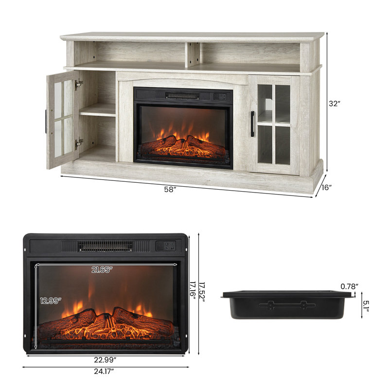 Akper TV Stand Fireplace for TVs up to 65" Fireplace, Gray