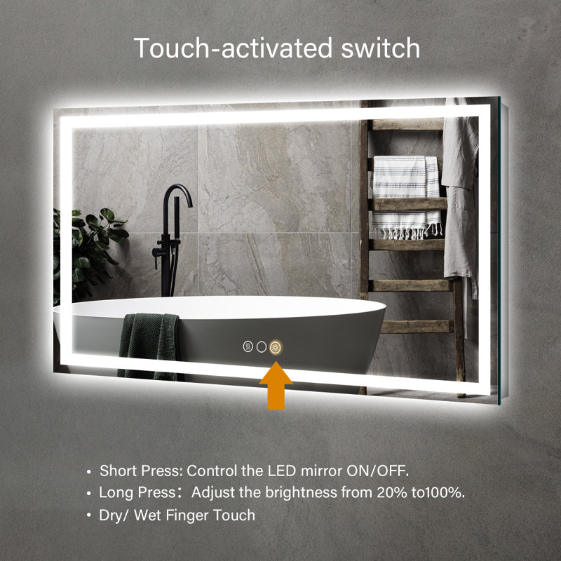 Janisia Glass Rectangle LED Mirror, 36" x 60"