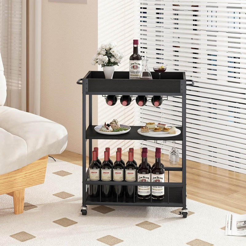 Wine Bottle & Glass Rack Black