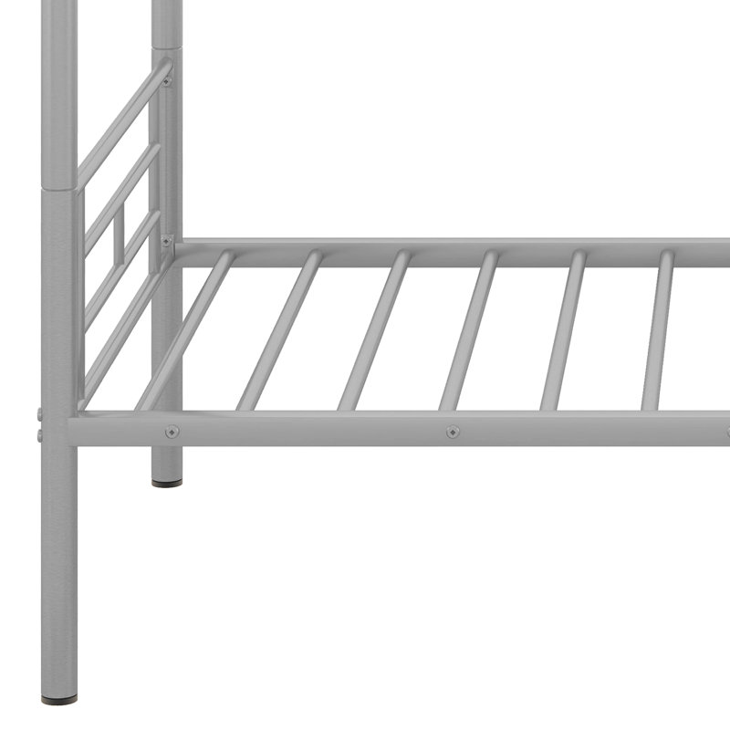 Esliabeth Twin Over Twin Metal Bunk Bed, Silver