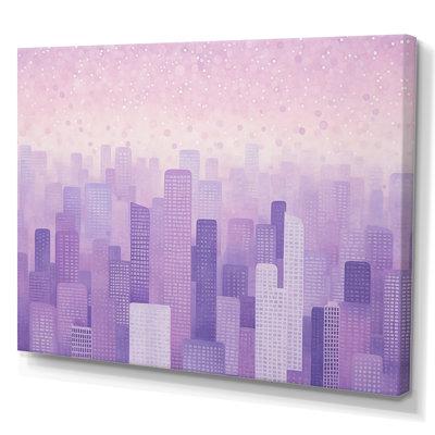 «Lilac Layers Skyscrapers», horizon urbain sur toile
